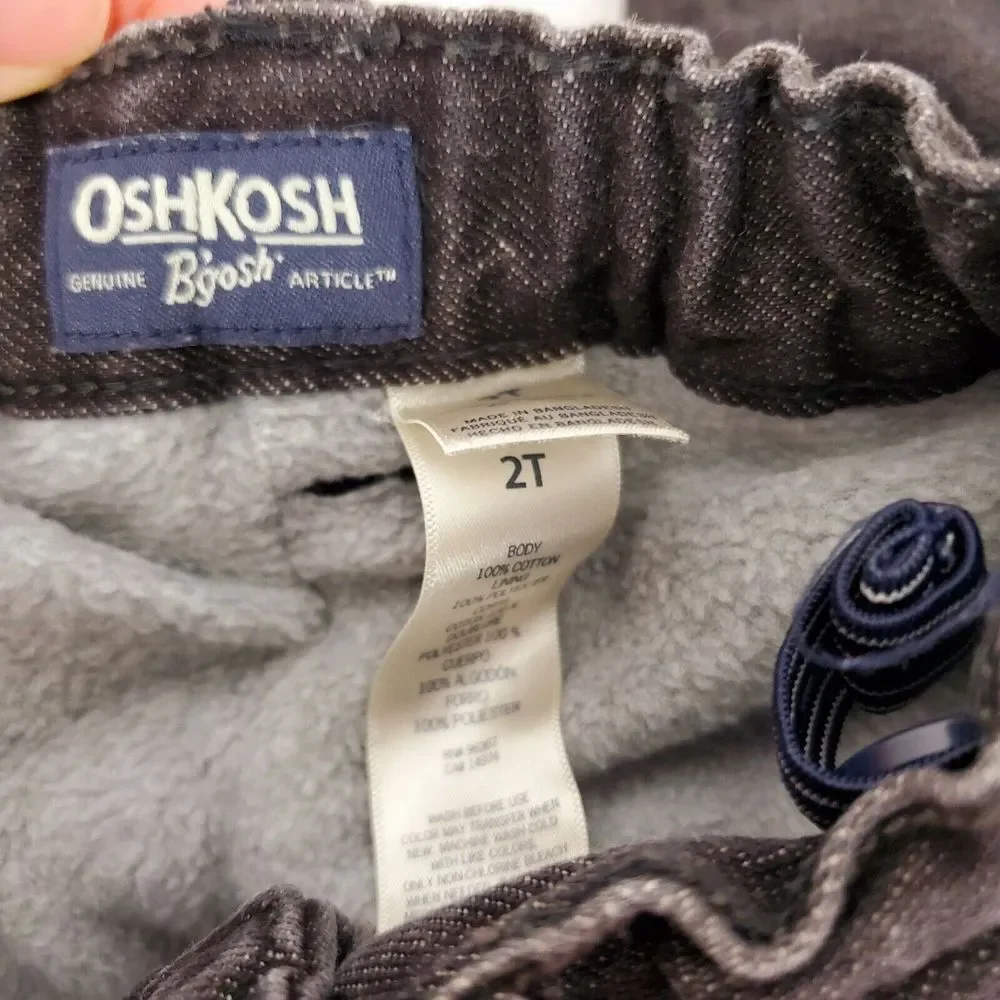 Oshkosh Boys Fleece Lined‎ Black Jeans Size 2T Warm Straight Fit